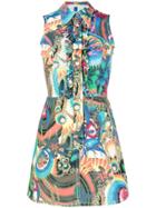 Christian Lacroix Vintage Floral Buttoned Denim Dress - Blue
