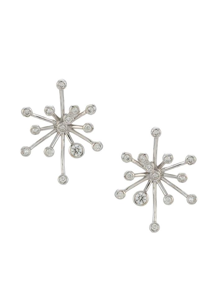 Sauer Brincos Sparkle Mini Em Ouro Branco E Diamante - Silver