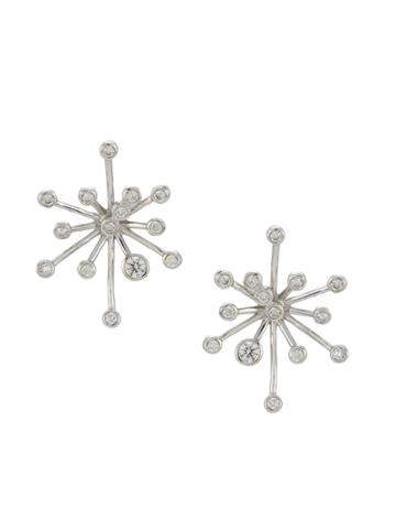 Sauer Brincos Sparkle Mini Em Ouro Branco E Diamante - Silver