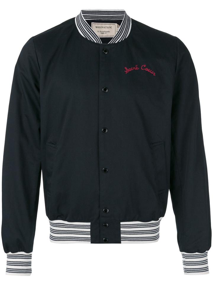 Maison Kitsuné Embroidered Classic Bomber Jacket - Blue
