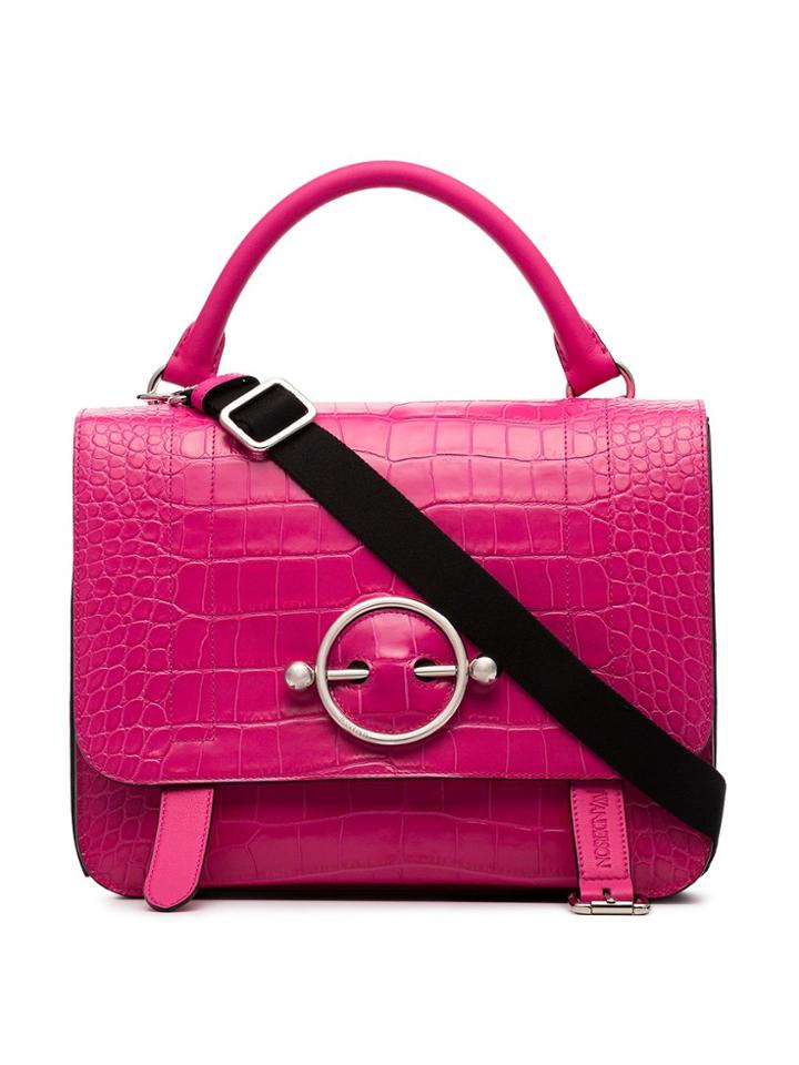 Jw Anderson Jw Disc Satchel Croc Lthr Bg - Pink & Purple