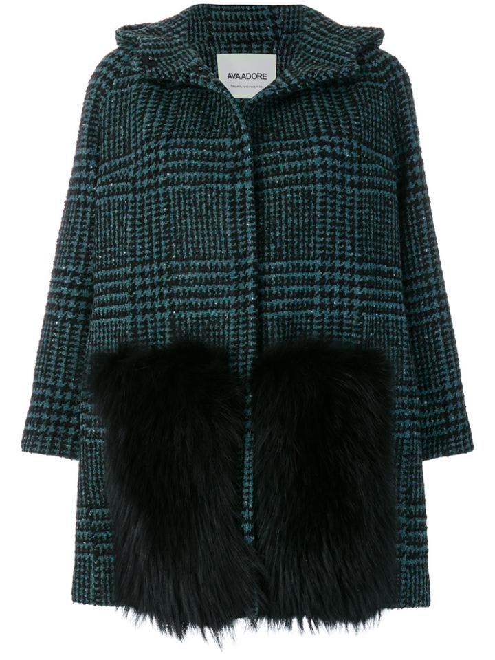 Ava Adore Checked Coat - Blue