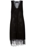 Twin-set Sheer Scallop Edge Midi Dress, Women's, Size: Large, Black, Viscose/polyamide