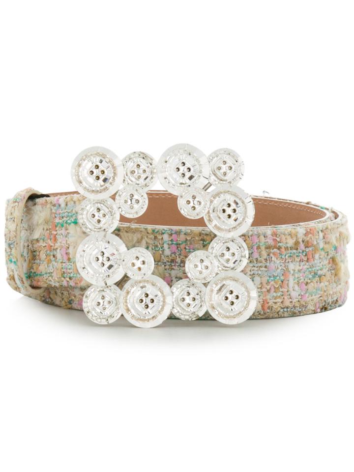Blumarine Bouclé Button Buckle Belt - Nude & Neutrals