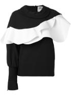 A.w.a.k.e. - Frill Contrast Sweater - Women - Cotton/polyester/polyurethane - 38, Black, Cotton/polyester/polyurethane