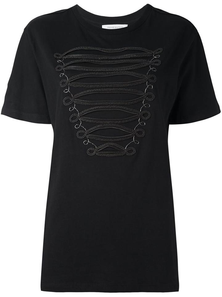 Pierre Balmain Zip Detail T-shirt, Women's, Size: 32, Black, Cotton