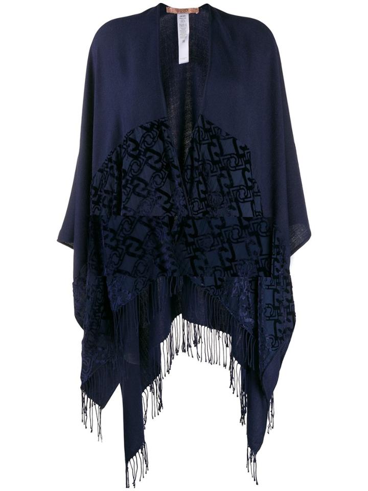 Liu Jo Graphic Print Velvet Scarf - Blue