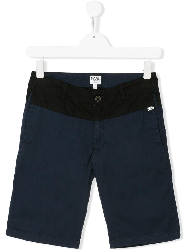 Karl Lagerfeld Kids Teen Colour Block Shorts - Blue