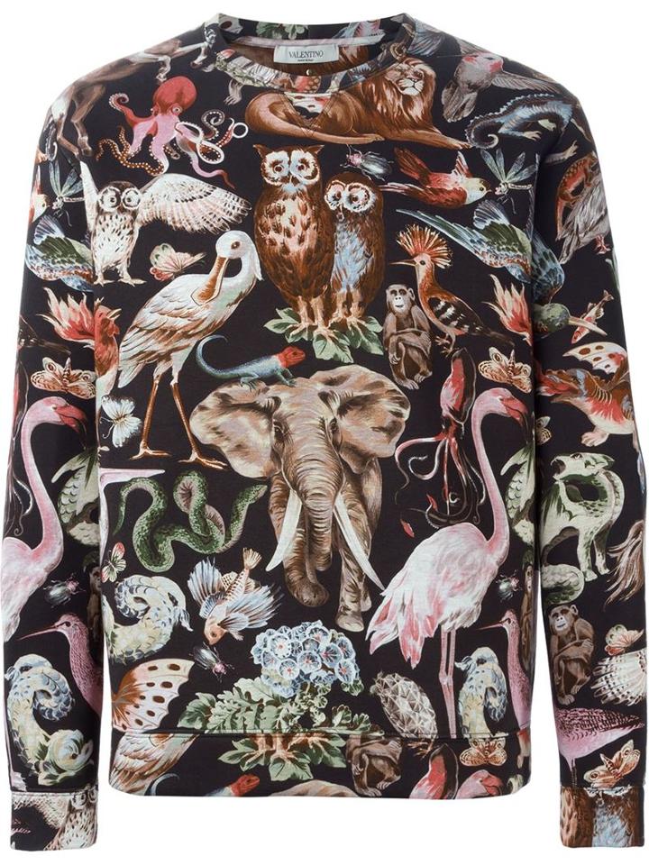 Valentino 'rockstud' Animal Print Sweatshirt