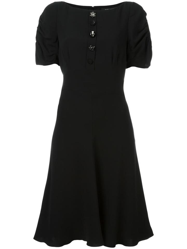 Marc Jacobs Buttoned Flared Dress, Women's, Size: 6, Black, Silk