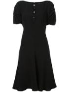 Marc Jacobs Buttoned Flared Dress, Women's, Size: 6, Black, Silk