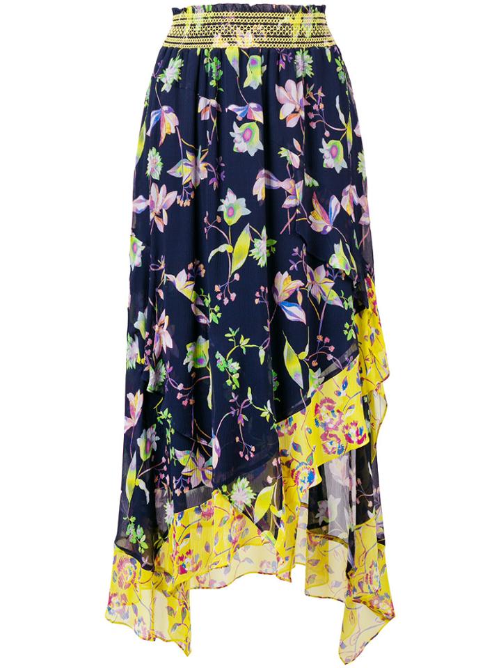 Tanya Taylor Floral Print Asymmetric Skirt - Blue