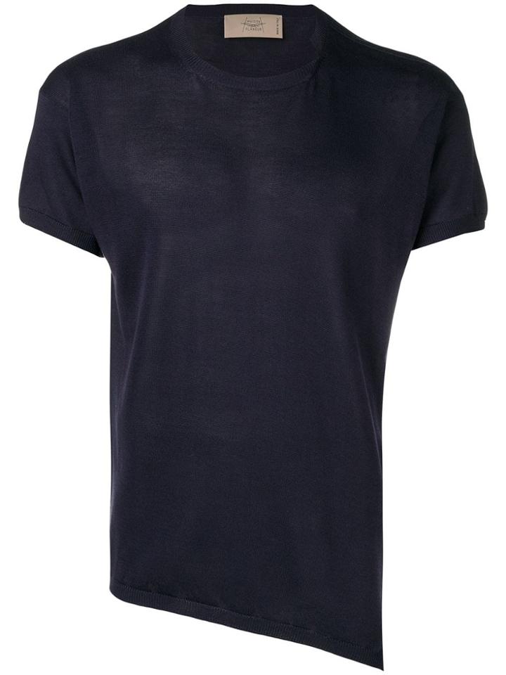 Maison Flaneur Asymmetric Short-sleeved Jumper - Blue