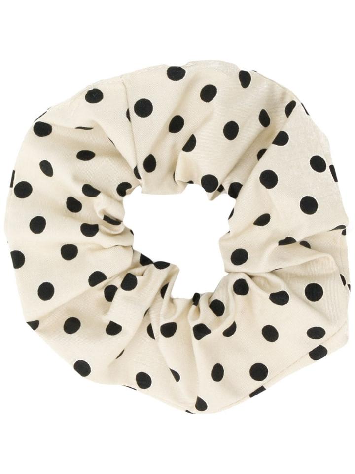 Andamane Polka Dot Scrunchie - White