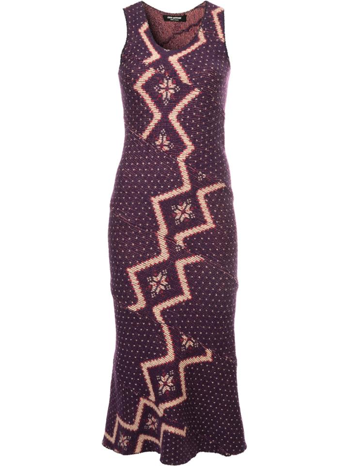 Junya Watanabe Comme Des Garçons Fair Isle Knitted Dress - Pink &