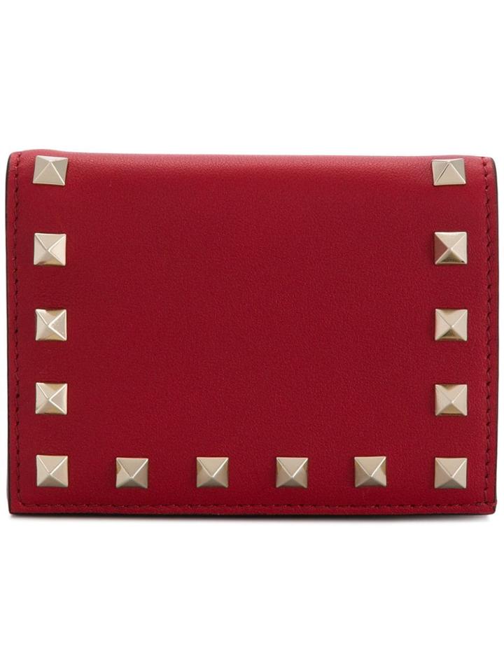 Valentino Foldover Rockstud Wallet - Red