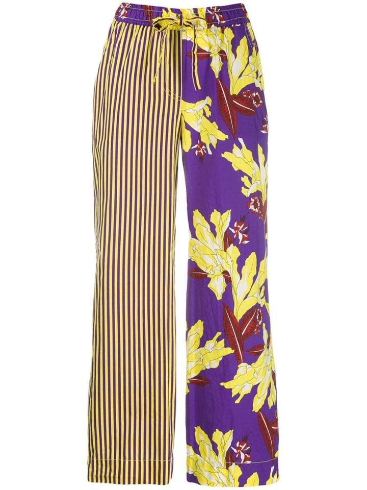 P.a.r.o.s.h. Contrast Print Loose Fit Trousers - Purple
