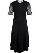 Jason Wu Herringbone Lace Belted Dress, Women's, Size: 8, Black, Nylon/polyurethane/rayon