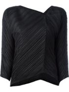 Pleats Please By Issey Miyake Asymmetric Pleated Top, Women's, Size: 13, Black, Polyester