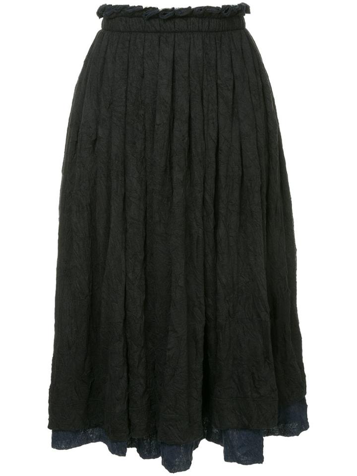 Y's Ruffled Trim Skirt - Black