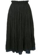 Y's Ruffled Trim Skirt - Black