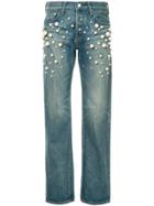 Tu Es Mon Trésor Pearl Snow Pocket Jeans Short Length - Blue