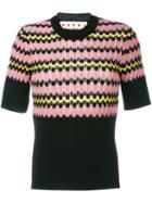 Marni Geometric Short Sleeved Jumper, Women's, Size: 46, Black, Polyamide/wool