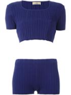 Romeo Gigli Vintage Ribbed Top And Shorts Set