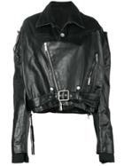 Unravel Project Cropped Biker Jacket - Black
