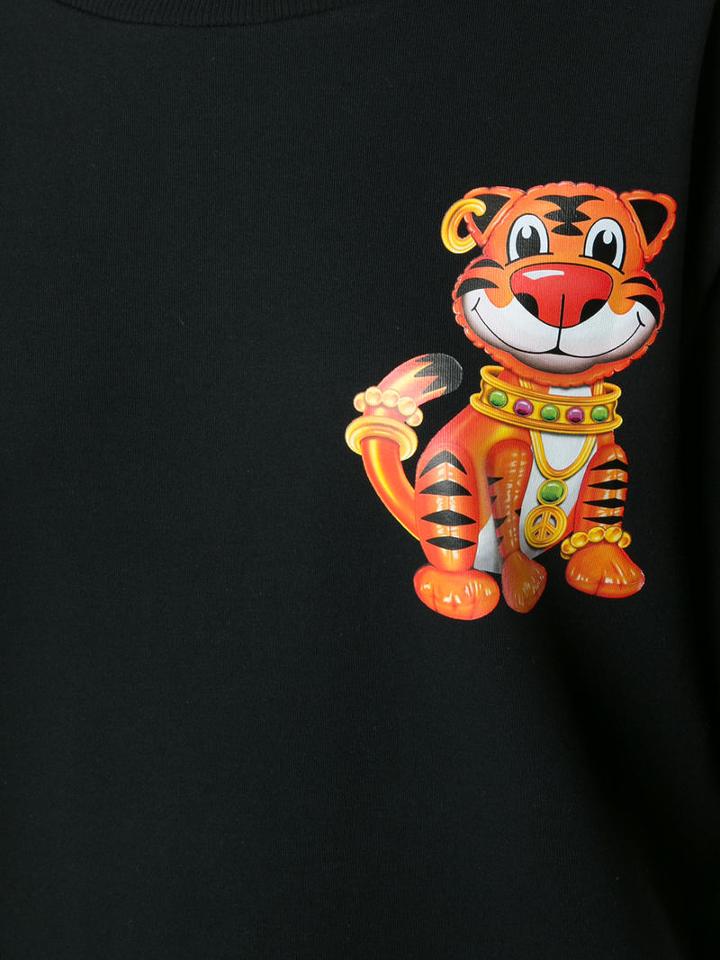 Moschino Tiger Print T-shirt Dress, Women's, Size: 40, Black, Cotton/wool