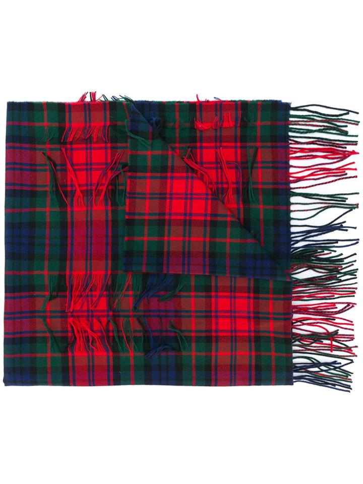 Burberry Distressed Checked Scarf - Red
