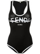 Fendi Wavy Logo Print Bikini, Women's, Size: 42, Black, Polyamide/spandex/elastane