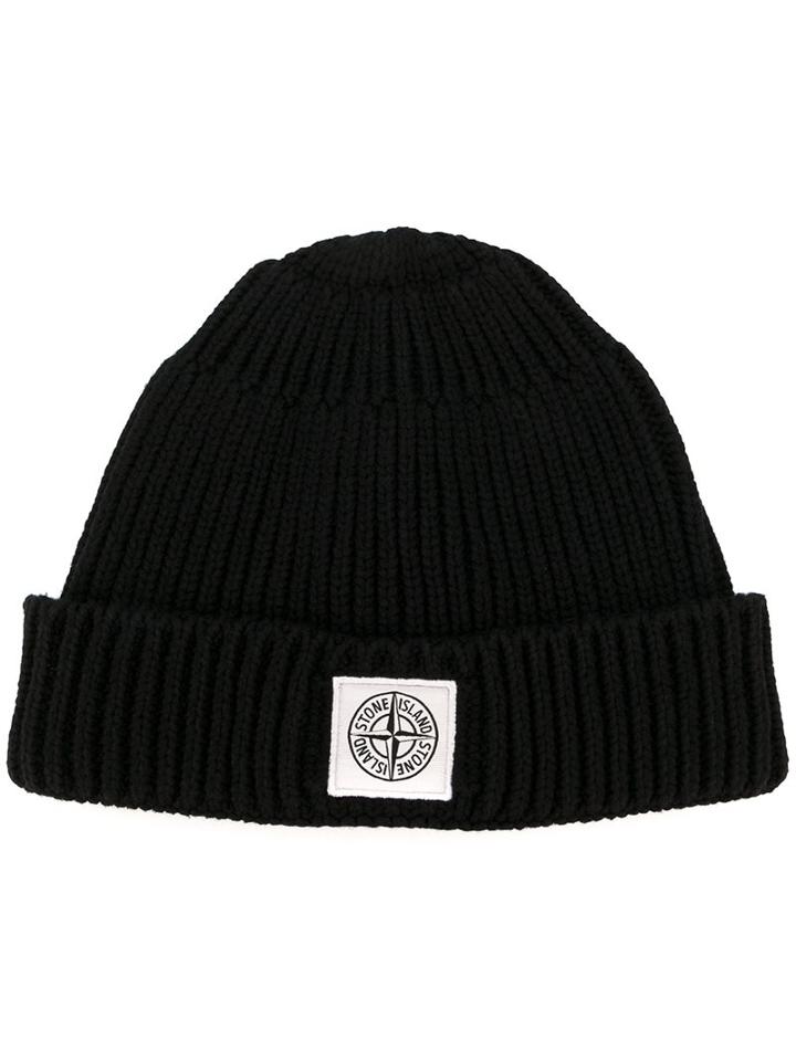 Stone Island Front Patch Ribbed Beanie