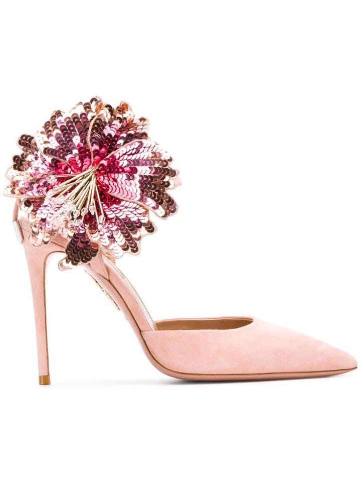 Aquazzura Disco Flower Pumps - Pink & Purple