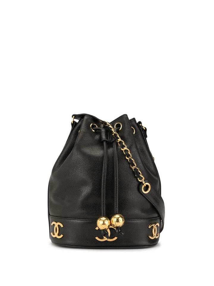 Chanel Pre-owned Cc Chain Drawstring Shoulder Bag - Black