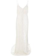 Parlor Flared Embellished Maxi Dress - White