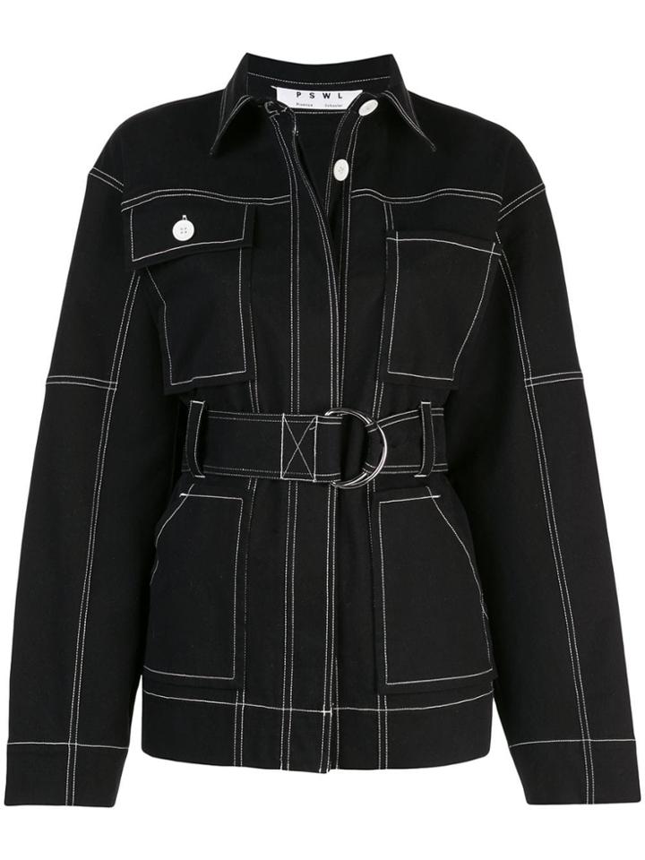 Proenza Schouler Pswl Belted Utility Cotton Jacket - Black