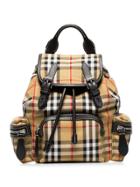 Burberry Vintage Check Small Cotton And Leather Backpack - Nude &