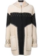 Prabal Gurung Studded Shearling Coat, Women's, Size: 4, Nude/neutrals, Nylon/viscose/lamb Fur/spandex/elastane