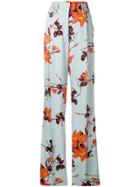 Etro Floral-print Flared Trousers - Blue