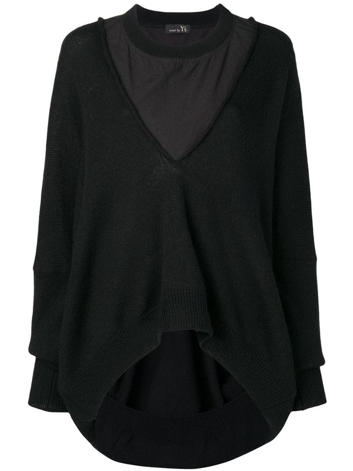 Y's Asymmetric Hem Layered Sweater - Black
