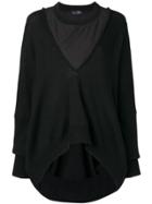 Y's Asymmetric Hem Layered Sweater - Black