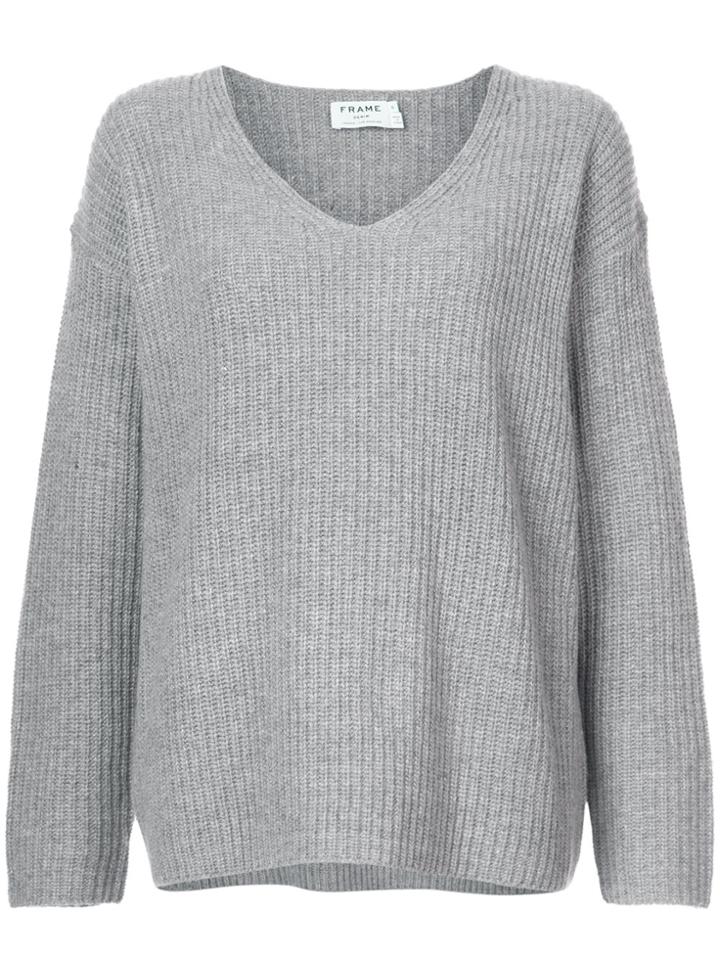 Frame Denim V-neck Sweater - Grey