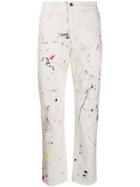 Lost Daze Paint Splatter Straight Leg Jeans - White