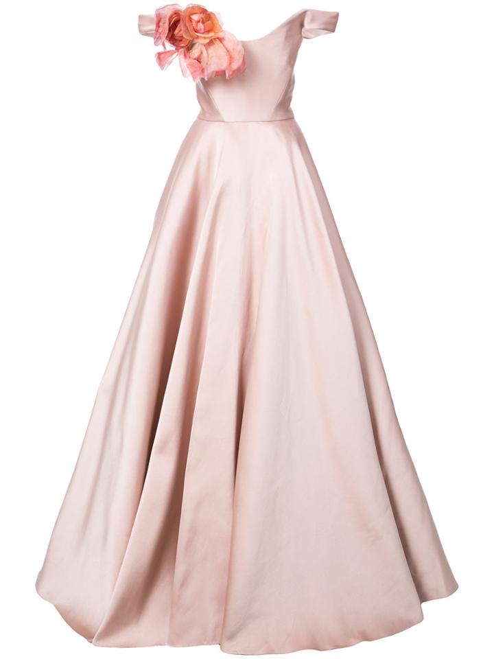 Marchesa Off-the-shoulder Gown - Pink & Purple