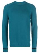 Prada Contrast Striped Cuff Sweater - Blue