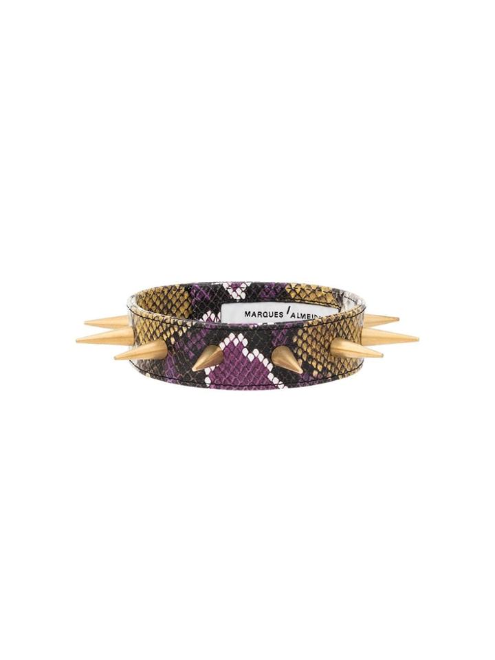Marques'almeida Spiked Snakeskin Effect Choker - Purple