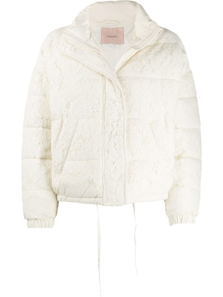 Twin-set Lace Puffer Jacket - White