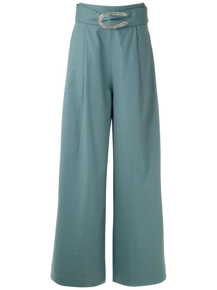 Framed Palazzo Trousers - Blue