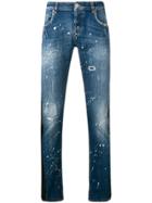 Les Hommes Leather Panelled Jeans - Blue